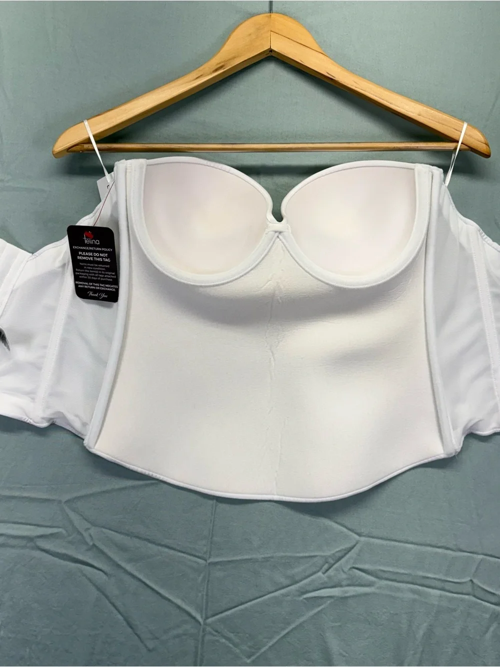 Off-Shoulder White Strapless Bandeau with Built-In Cups